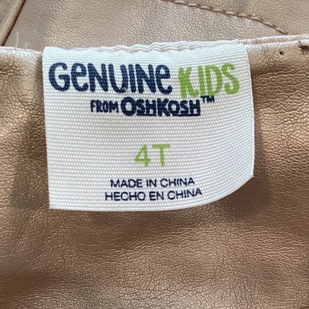 OshKosh Girls‎ Sparkle Gold Metallic Faux Leather Moto Jacket Quilted - 4T